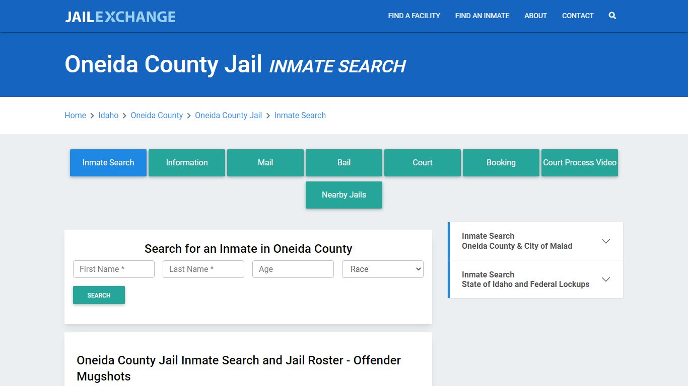 Oneida County Jail, ID Inmate Search: Roster & Mugshots - Jail Exchange