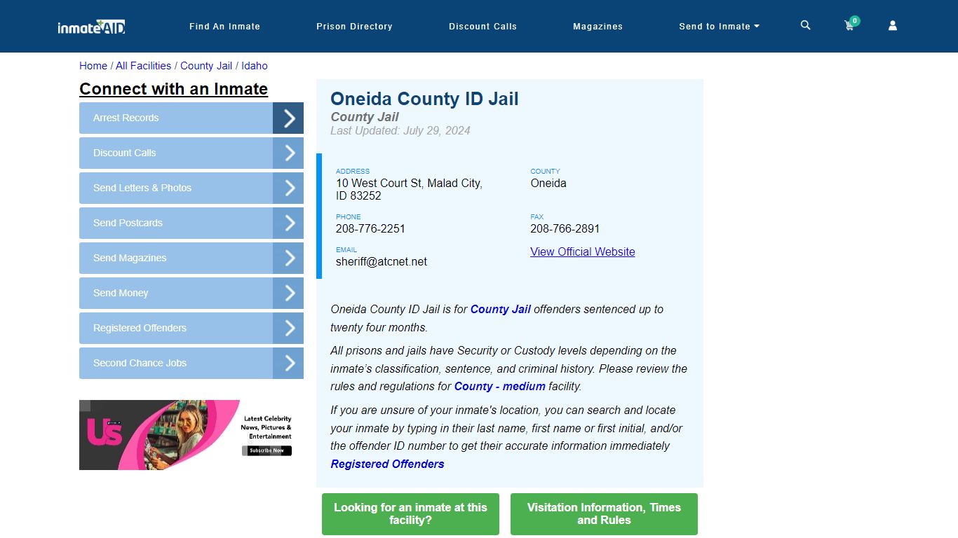 Oneida County ID Jail - Inmate Locator