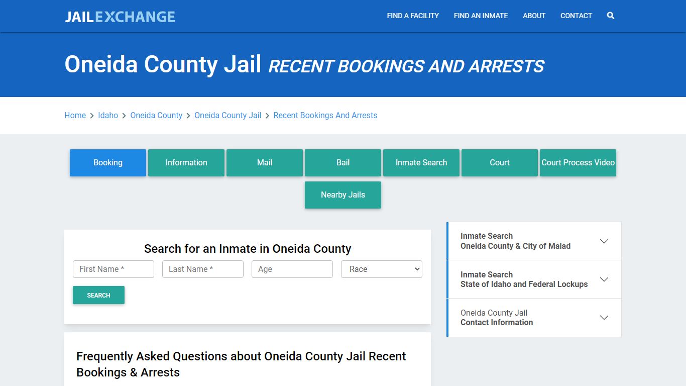 Oneida County Jail Recent Bookings And Arrests - Jail Exchange